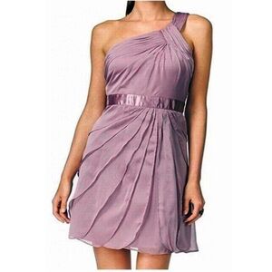 Adrianna Papell Chiffon One Shoulder Cocktail Dress Lavender Size 14